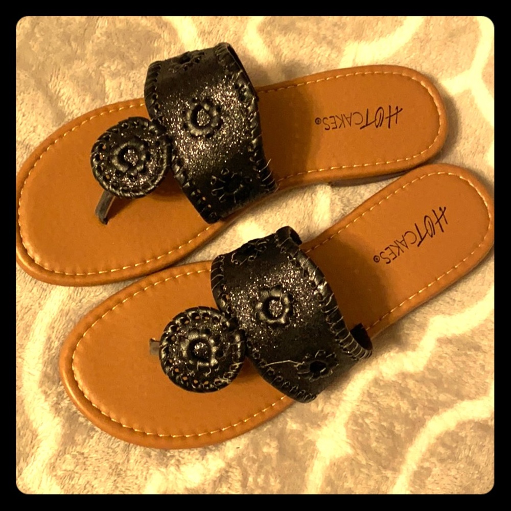 Black glitter sandals
